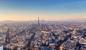 Panorama of Paris at sunset